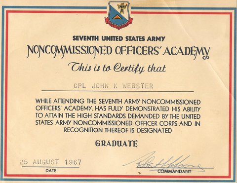 Graduation Certificate 7th US Army NCO Academy Bad Tolz